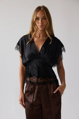 Chelsea Satin Blouse in Black