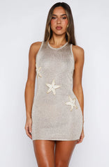 Sweet Mist Sequin Knit Mini Dress Gold