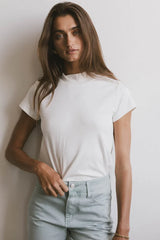 Marley Mock Neck Tee in White