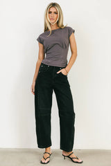 Tam Pleated Top in Charcoal