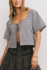 Ember Gingham Top in Black