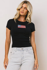 American Flag Tee in Navy