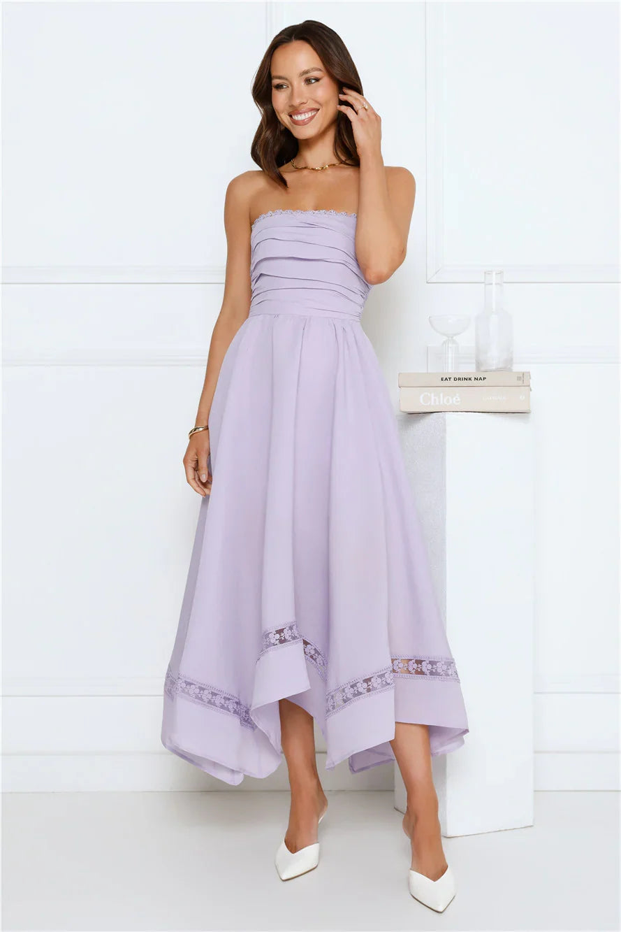 Visit The Moon Strapless Midi Dress Lilac