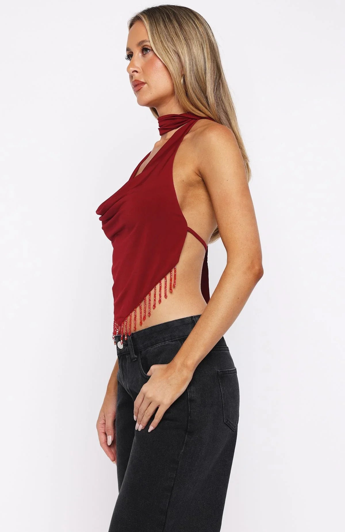 Eyes For You Halter Top Dark Red