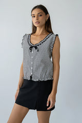 Calvin Gingham Tank in Black