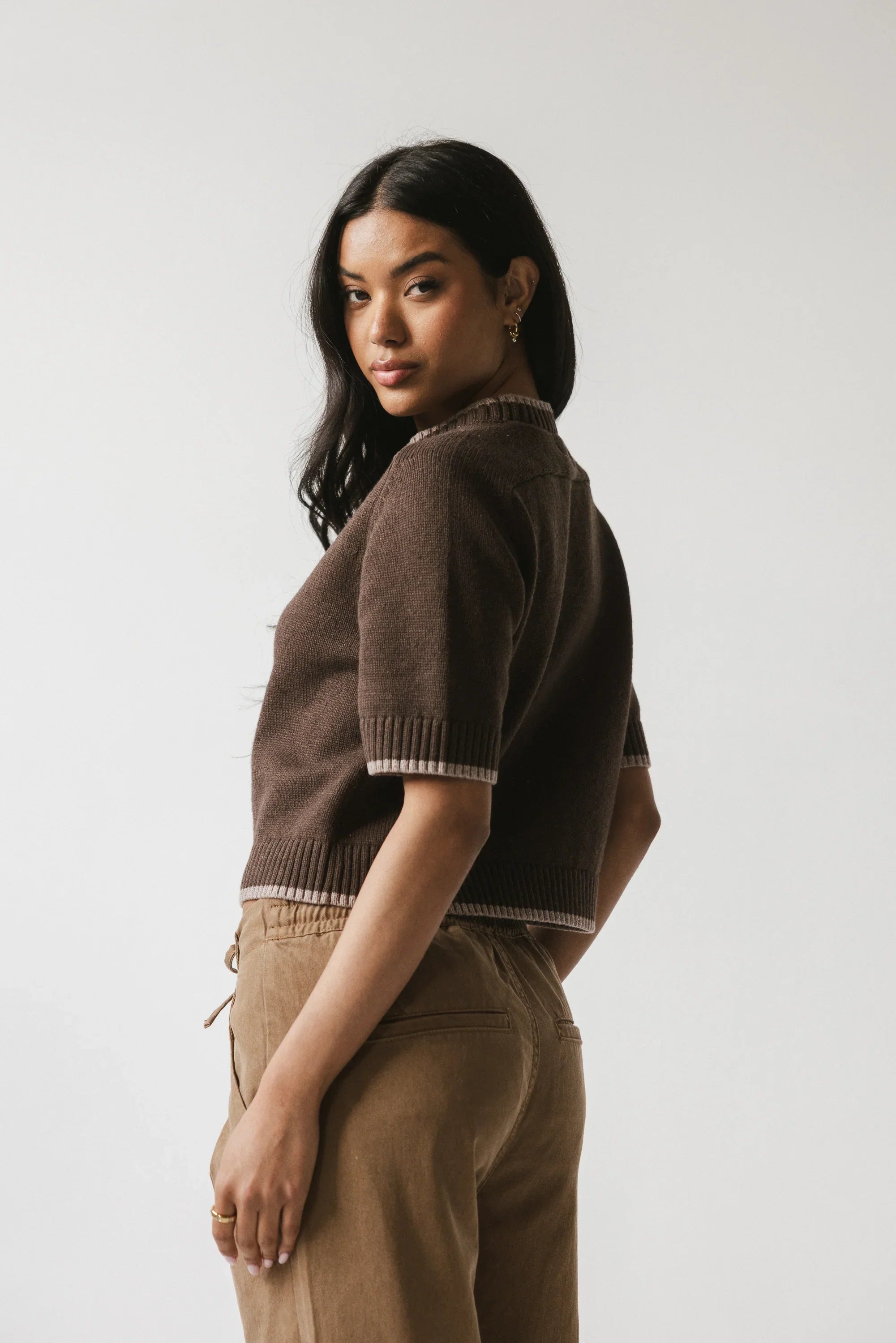 Rumple Contrast Top in Brown