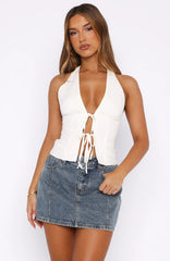 Leaving Now Halter Top White