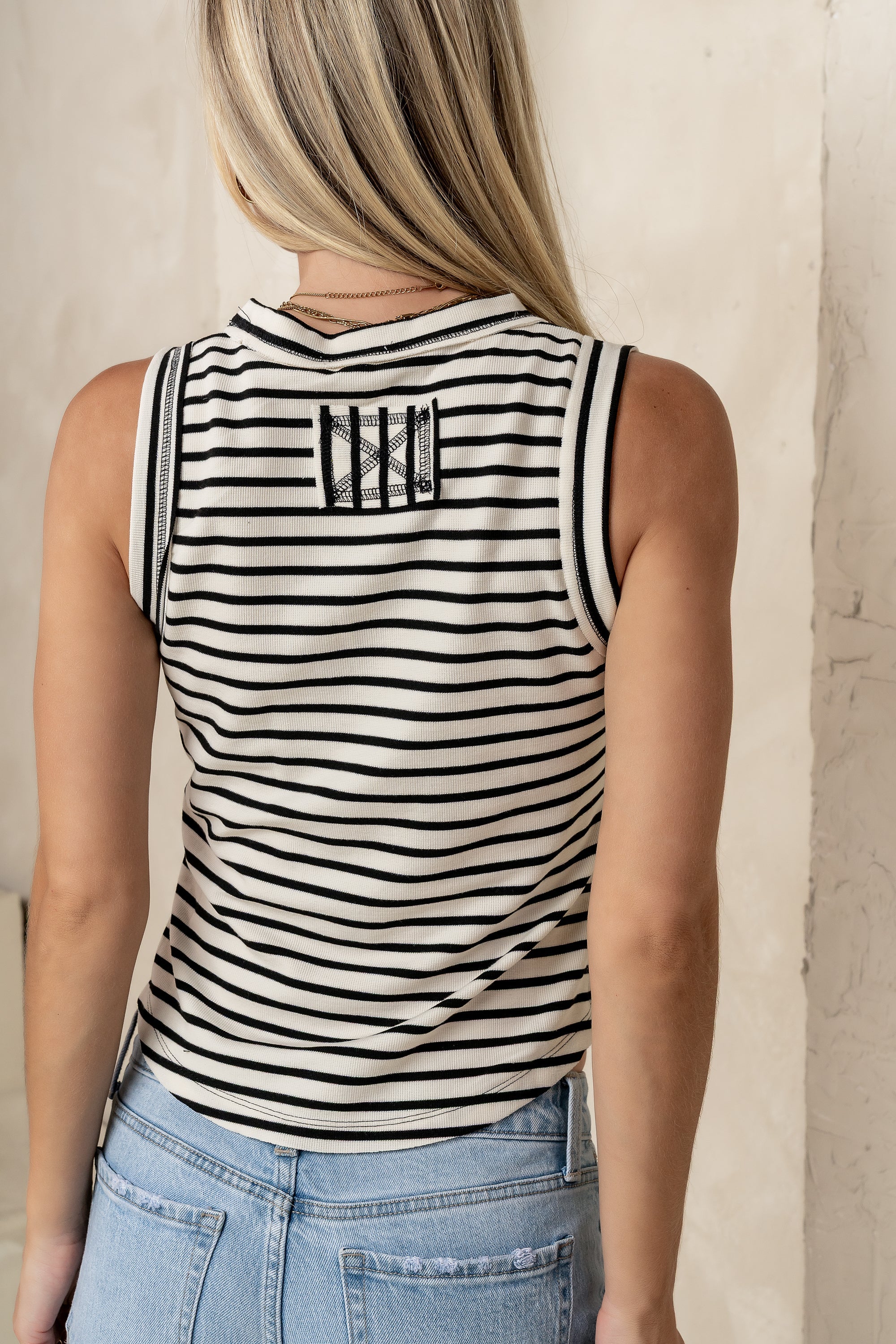 Zia Striped Tank in Black