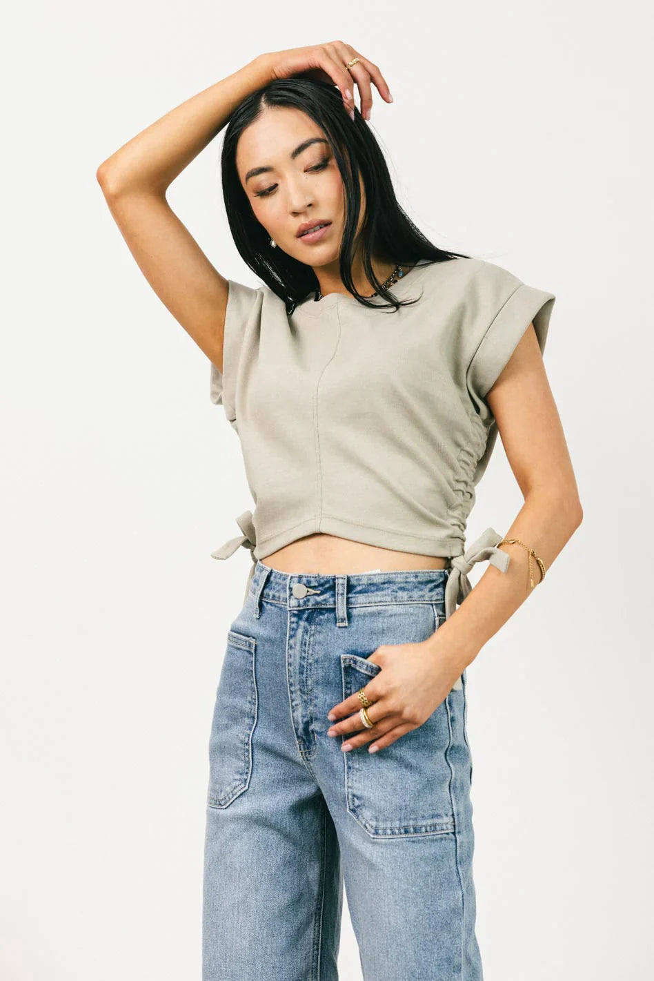 Sidney Ruched Top in Olive