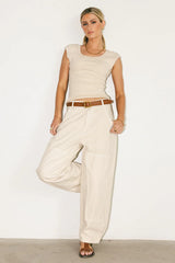 Penny Cap Sleeve Top in Khaki