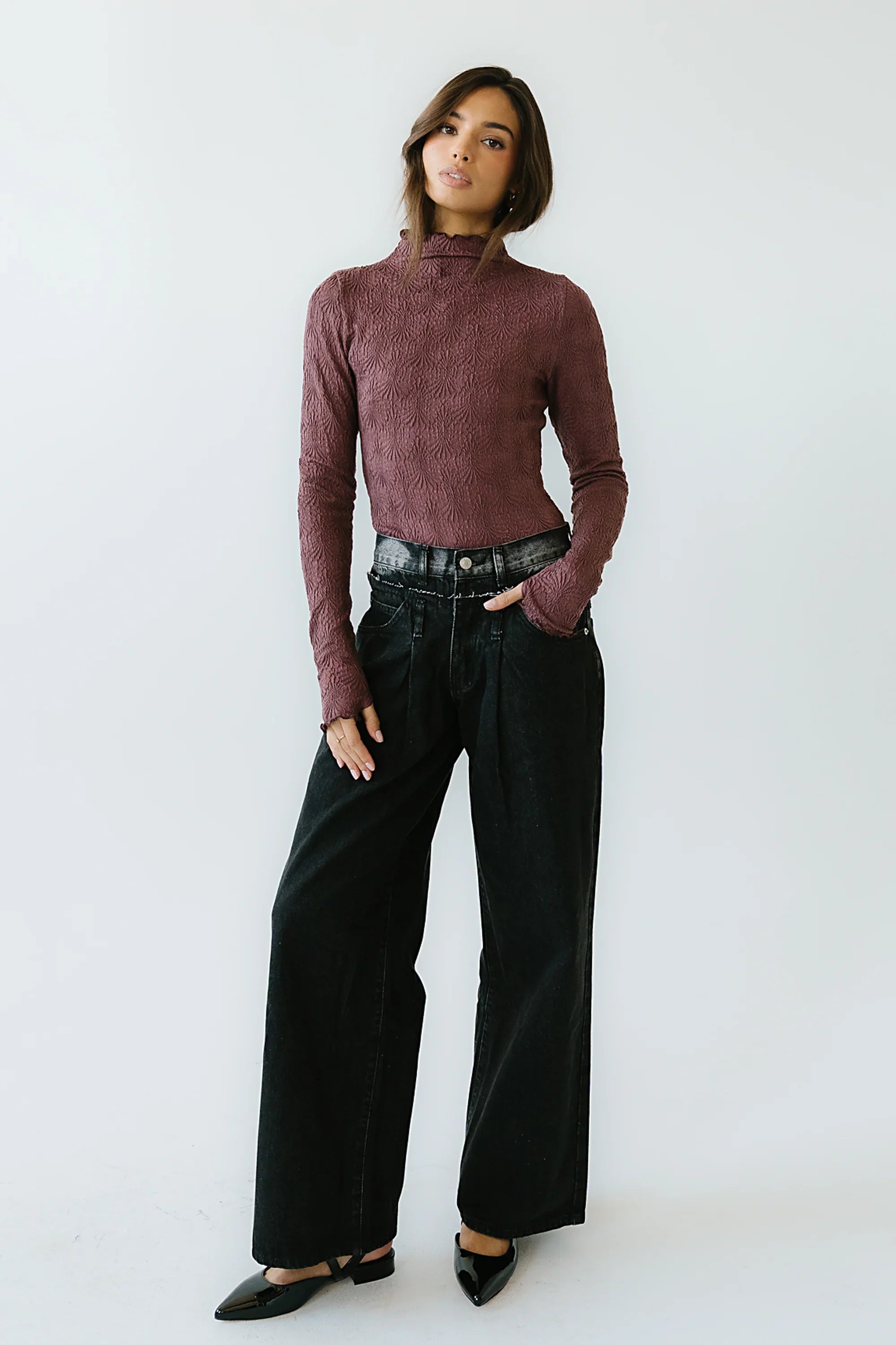 Benny Textured Top in Berry