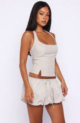 Runaway Heart Mini Skort Beige Check