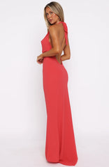 Always In Mode Halter Maxi Dress Vivid Red